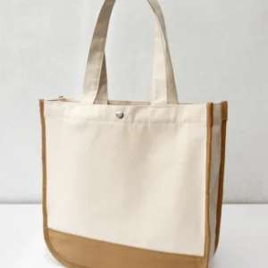 กระเป๋าผ้าเเคนวาส BS-008 สีดิบ-กาแฟ