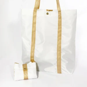 กระเป๋าผ้าพับได้ BS-204 สีขาวหูทอง