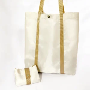 กระเป๋าผ้าพับได้ BS-204 สีครีมหูทอง